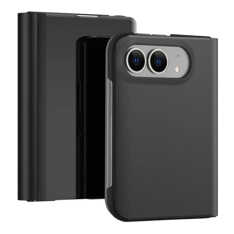 For iPhone Duo Case Stand PU Leather Folding Protective Phone Cover - Black