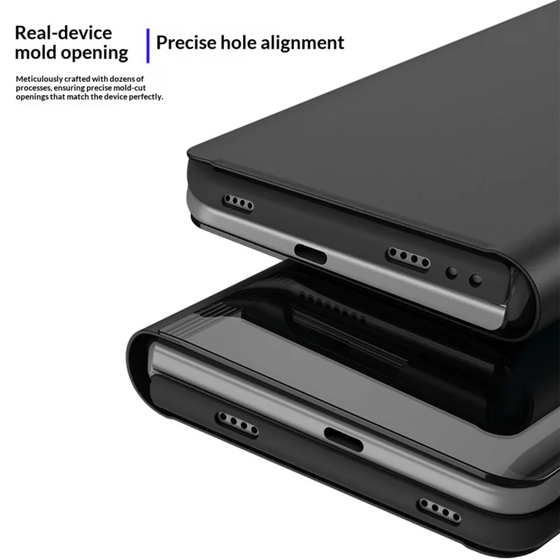 For iPhone Duo Case Stand PU Leather Folding Protective Phone Cover - Black