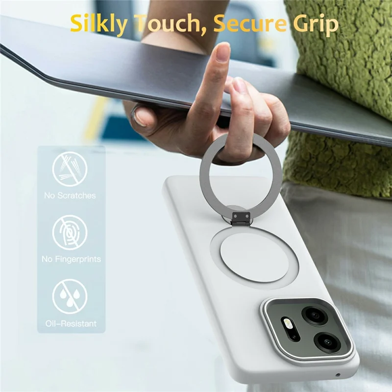 For OnePlus N6x 4G Magnetic Case Rotating Ring Kickstand TPU + PC Back Cover - White