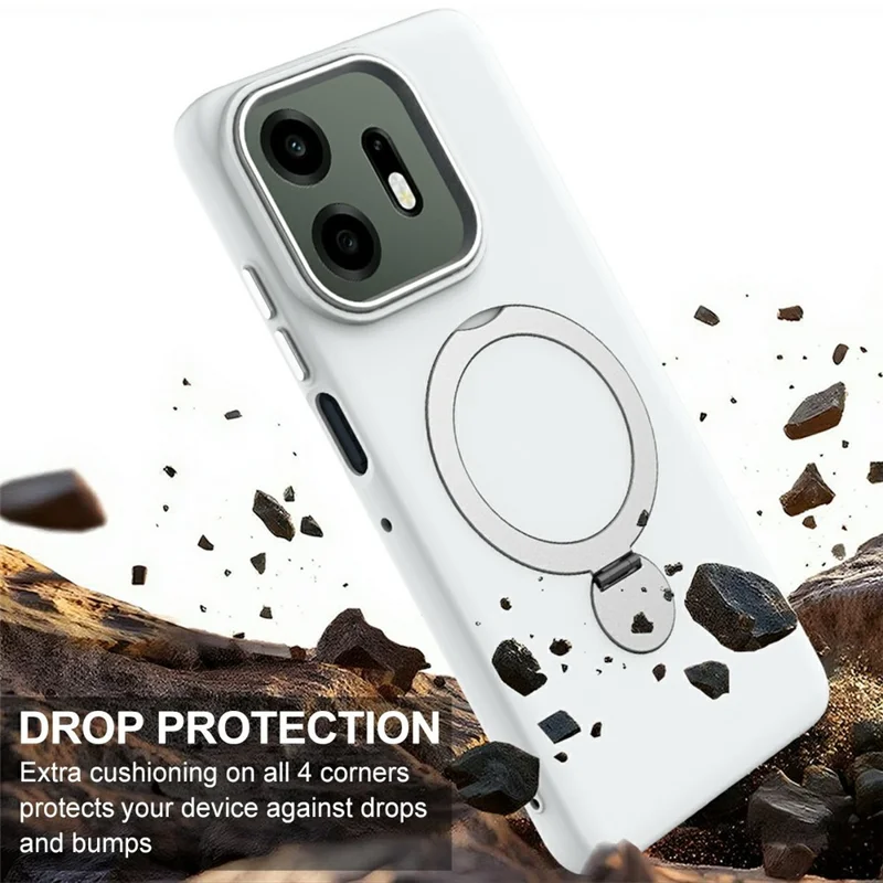For OnePlus N6x 4G Magnetic Case Rotating Ring Kickstand TPU + PC Back Cover - White