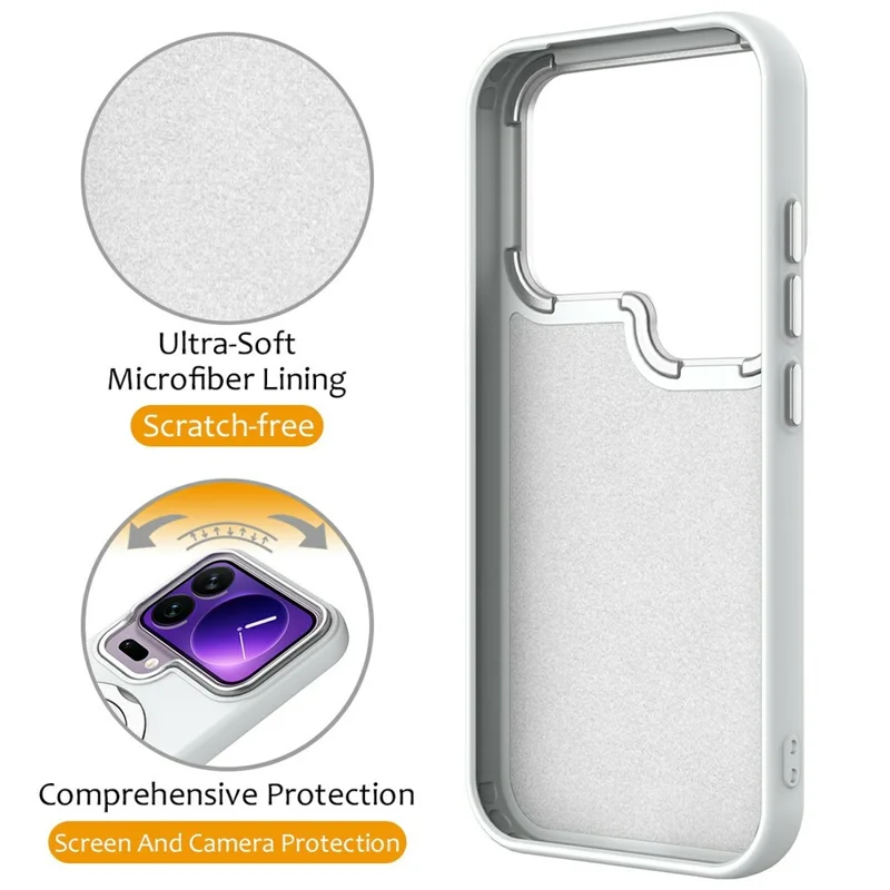 For Xiaomi 17 Pro Max Magnetic Case Rotating Ring Kickstand TPU + PC Back Cover - White