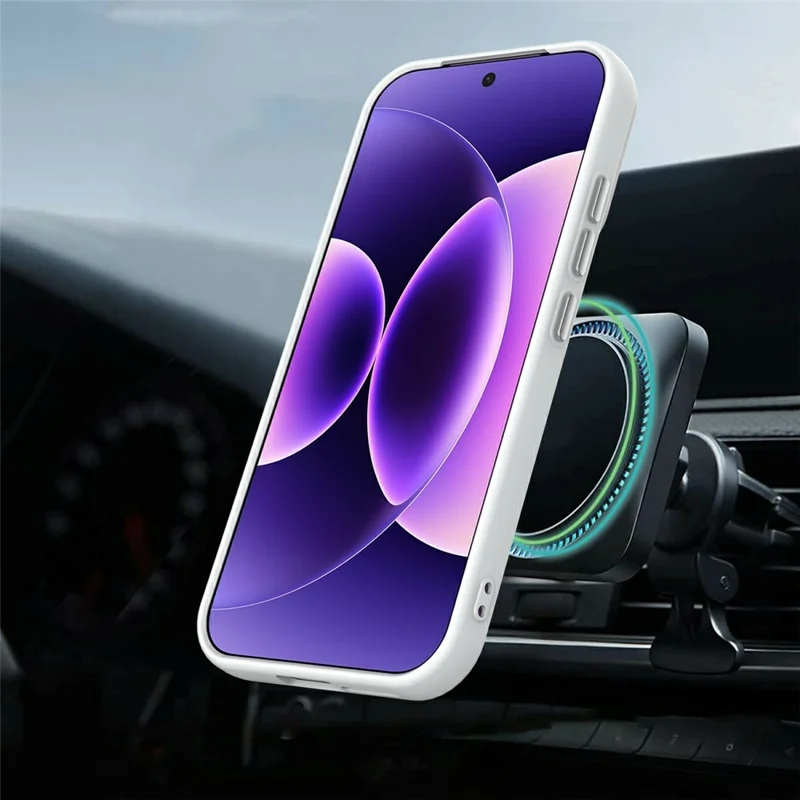 For Xiaomi 17 Pro Max Magnetic Case Rotating Ring Kickstand TPU + PC Back Cover - White