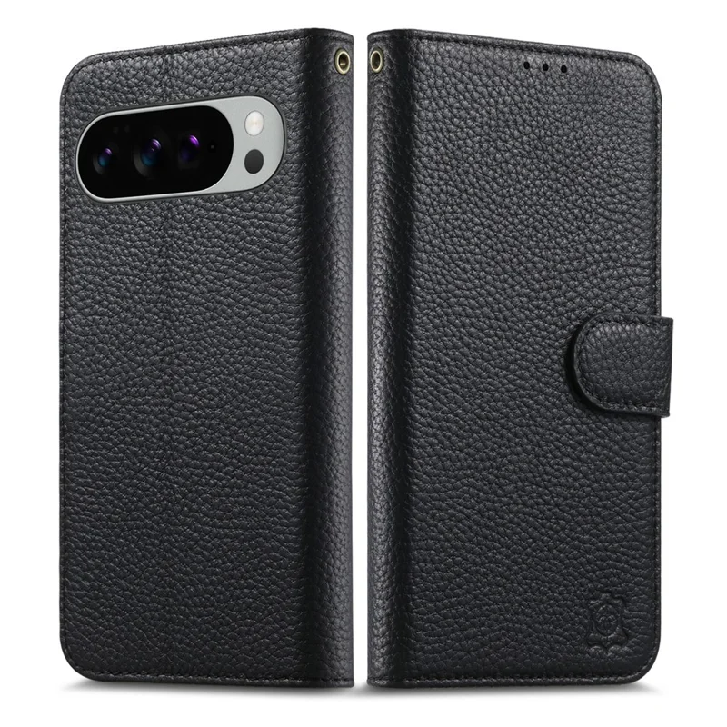 Custodia per Google Pixel 10 Pro in Vera Pelle Scamosciata con Portafoglio e Blocco RFID, Cover per Telefono con Protettore per Schermo in Vetro Temperato - Nero