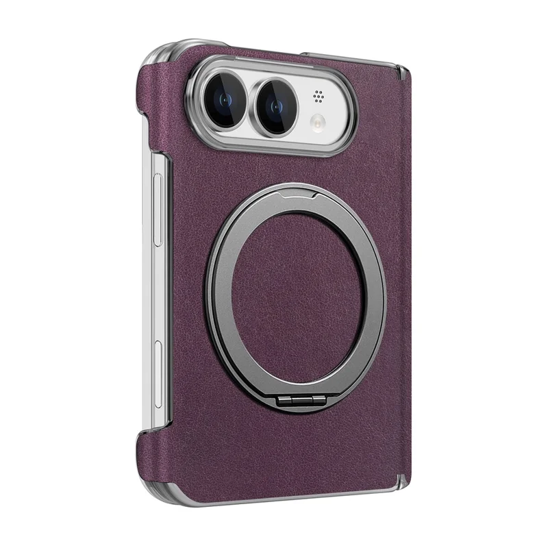 For iPhone Duo Case Magnetic Kickstand Leather + PC Dual-Hinge Protection Phone Cover - Purple