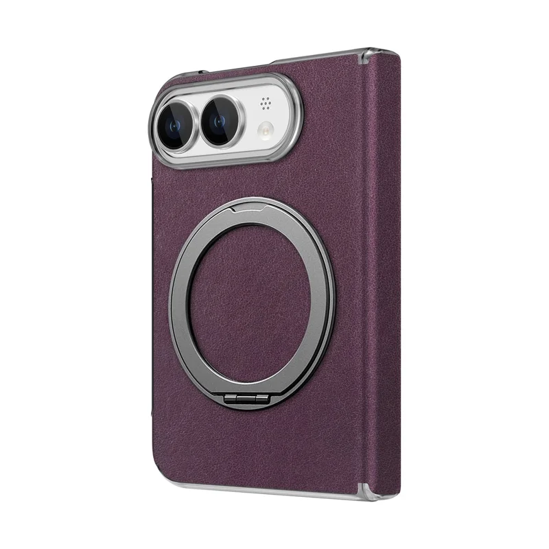 For iPhone Duo Case Magnetic Kickstand Leather + PC Dual-Hinge Protection Phone Cover - Purple