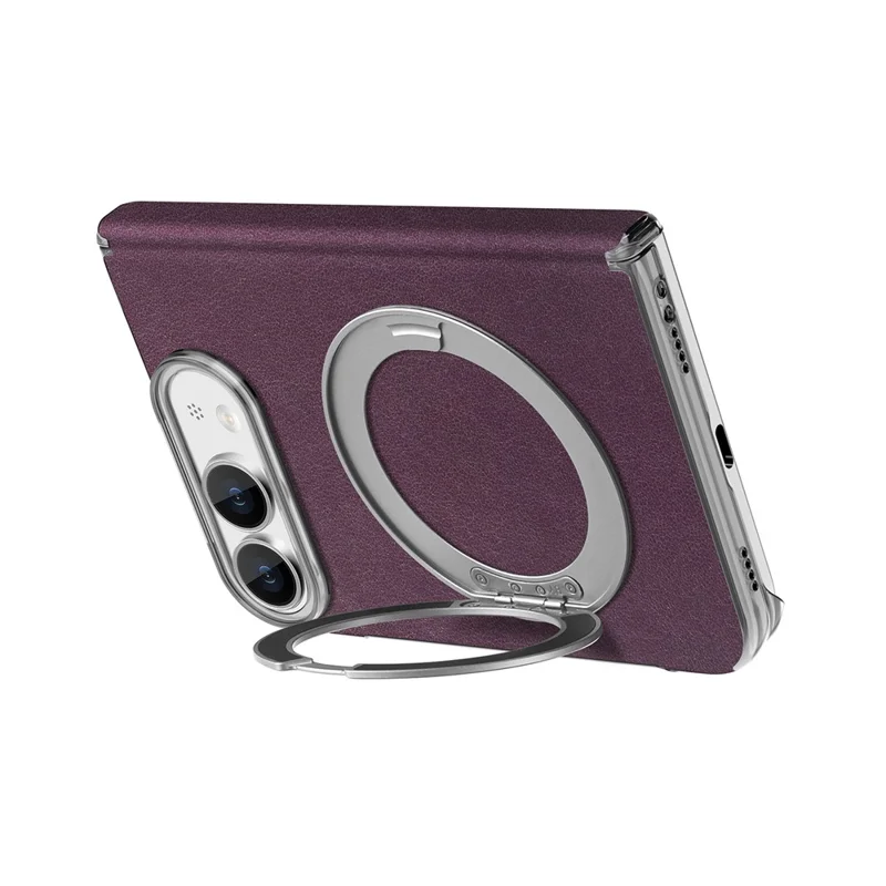 For iPhone Duo Case Magnetic Kickstand Leather + PC Dual-Hinge Protection Phone Cover - Purple