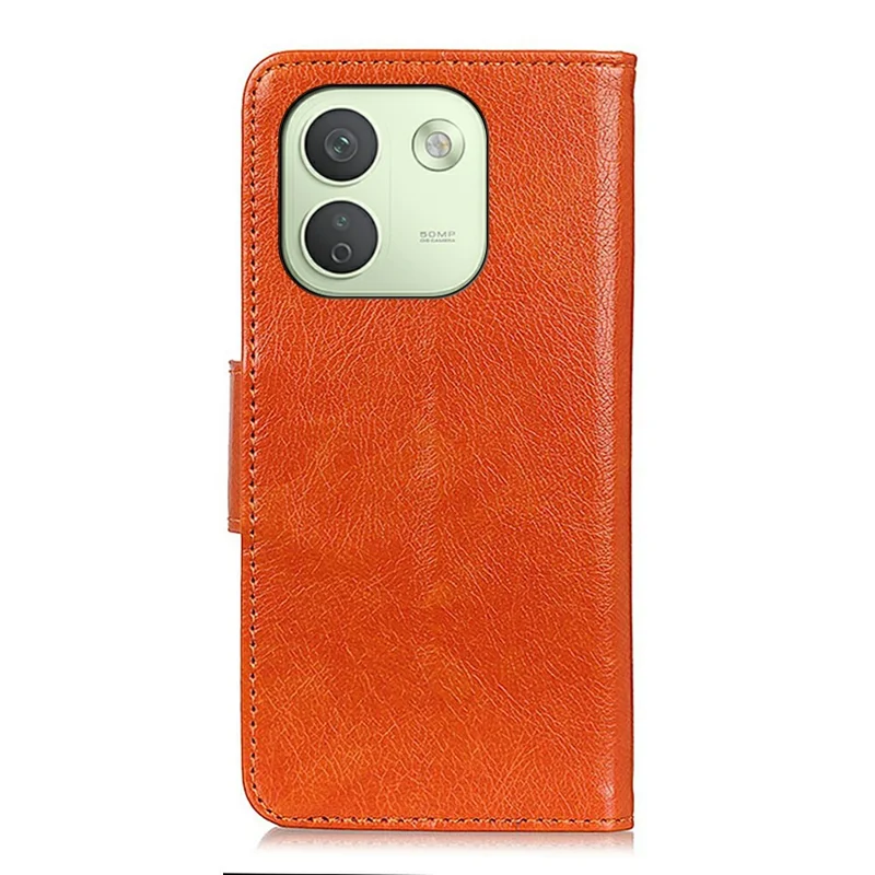 For Xiaomi Redmi Note 17 Pro Max 5G Case Nappa Texture Split Leather Wallet Phone Cover - Orange