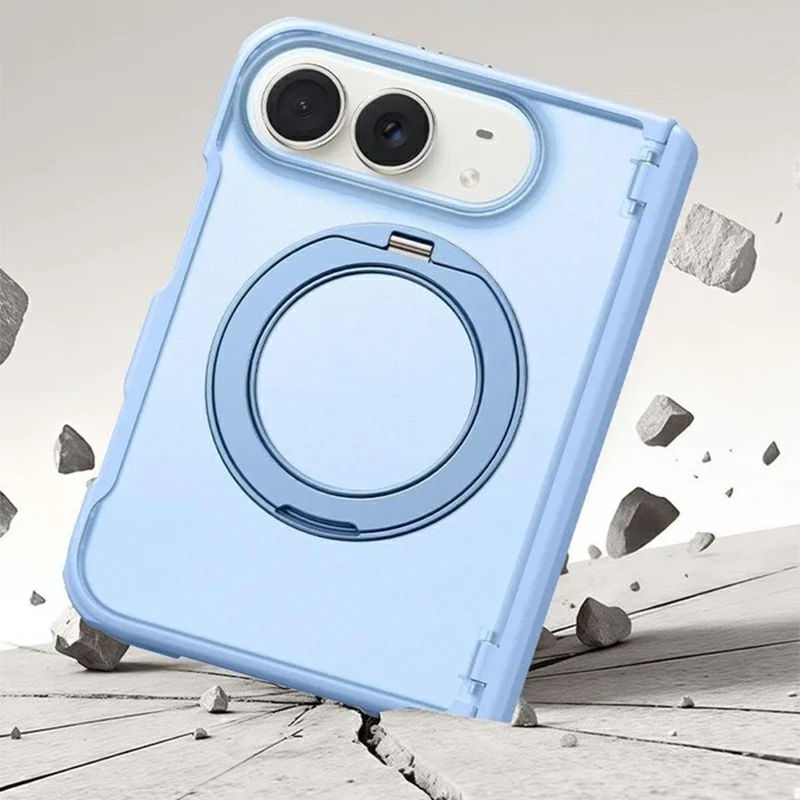 For iPhone Duo Magnetic Case Kickstand Shockproof Matte TPU + PC Phone Cover - Dark Blue