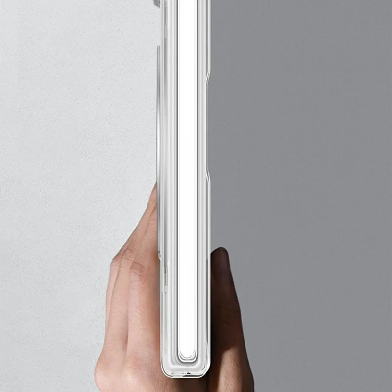 For iPhone Duo Magnetic Case Rotatable Kickstand Hard PC Phone Cover with Tempered Glass Screen Protector - Transparent