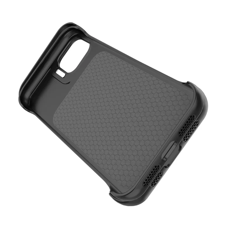 For iPhone 11 Magnetic Case with Lens Frame Kickstand Carbon Fiber Texture Hard PC Half-Wrapped Phone Cover - Black