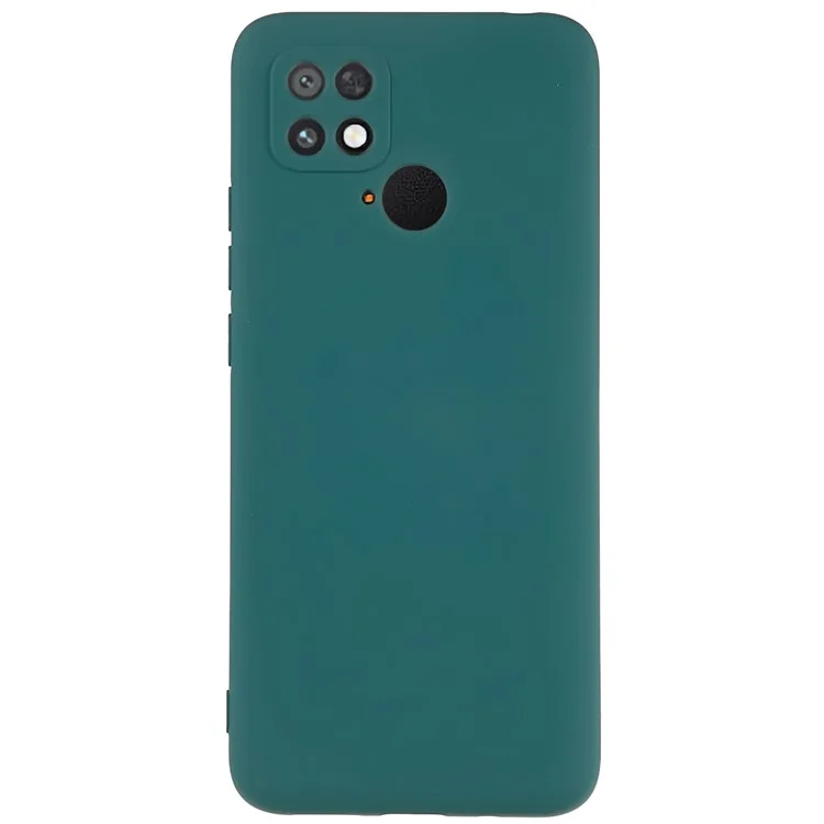 For Xiaomi Poco C40 4G Liquid Silicone Texture Phone Case 2.0mm Thick TPU Arc Edge Shock Absorption Cover - Midnight Green