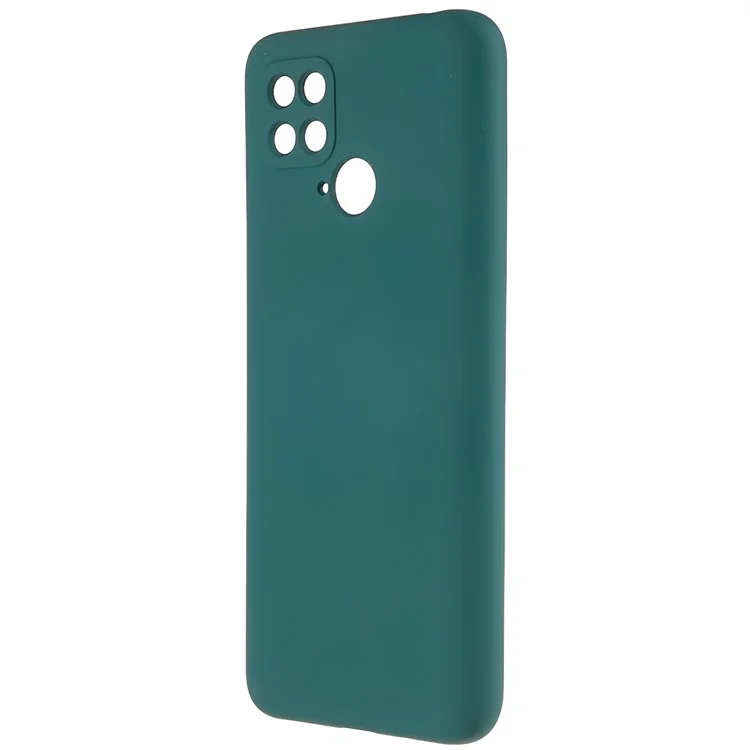 For Xiaomi Poco C40 4G Liquid Silicone Texture Phone Case 2.0mm Thick TPU Arc Edge Shock Absorption Cover - Midnight Green