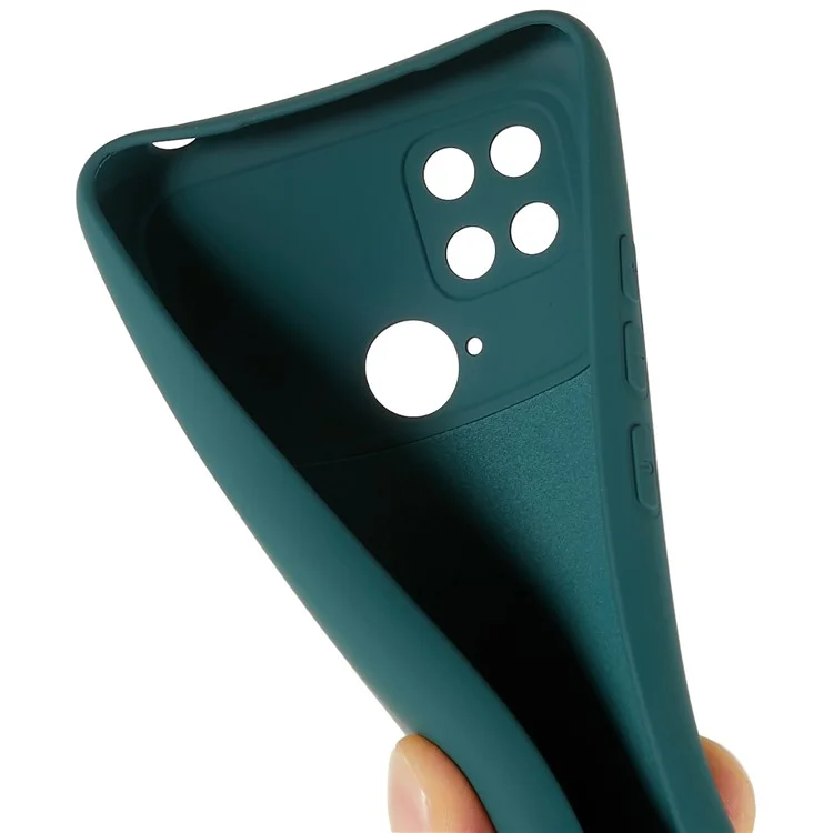 For Xiaomi Poco C40 4G Liquid Silicone Texture Phone Case 2.0mm Thick TPU Arc Edge Shock Absorption Cover - Midnight Green