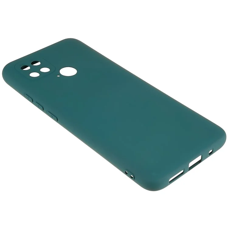 For Xiaomi Poco C40 4G Liquid Silicone Texture Phone Case 2.0mm Thick TPU Arc Edge Shock Absorption Cover - Midnight Green