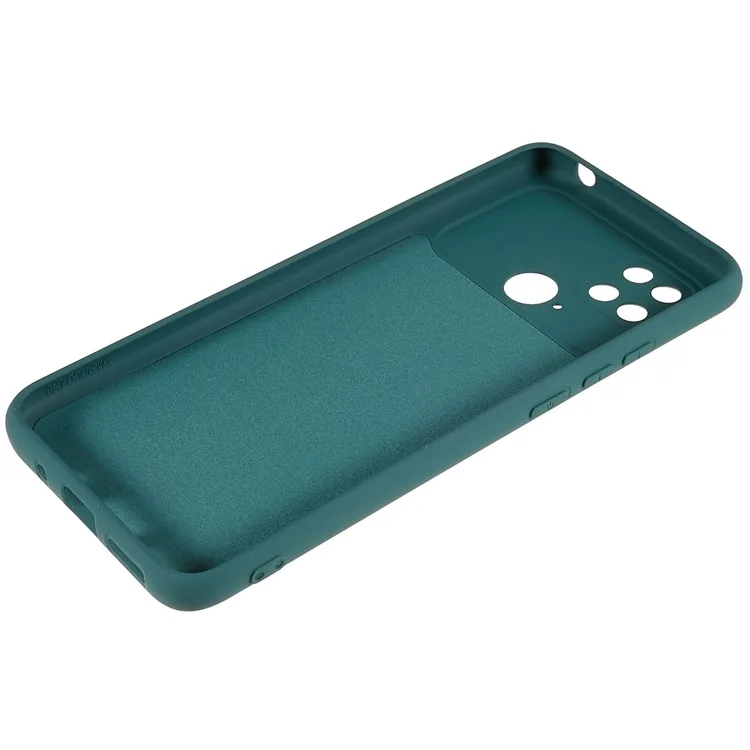 For Xiaomi Poco C40 4G Liquid Silicone Texture Phone Case 2.0mm Thick TPU Arc Edge Shock Absorption Cover - Midnight Green