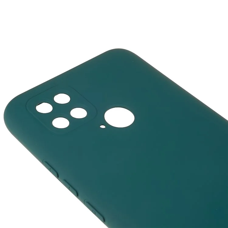 For Xiaomi Poco C40 4G Liquid Silicone Texture Phone Case 2.0mm Thick TPU Arc Edge Shock Absorption Cover - Midnight Green