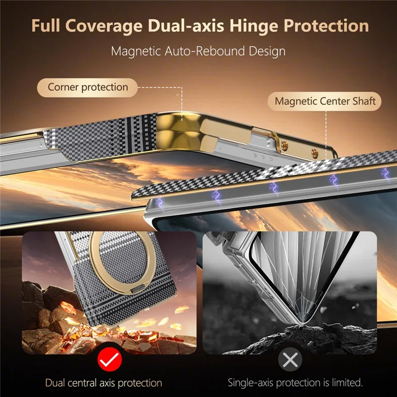 For iPhone Duo Magnetic Case Ring Kickstand Hinge Design Electroplated Leather + PC Phone Cover - Black