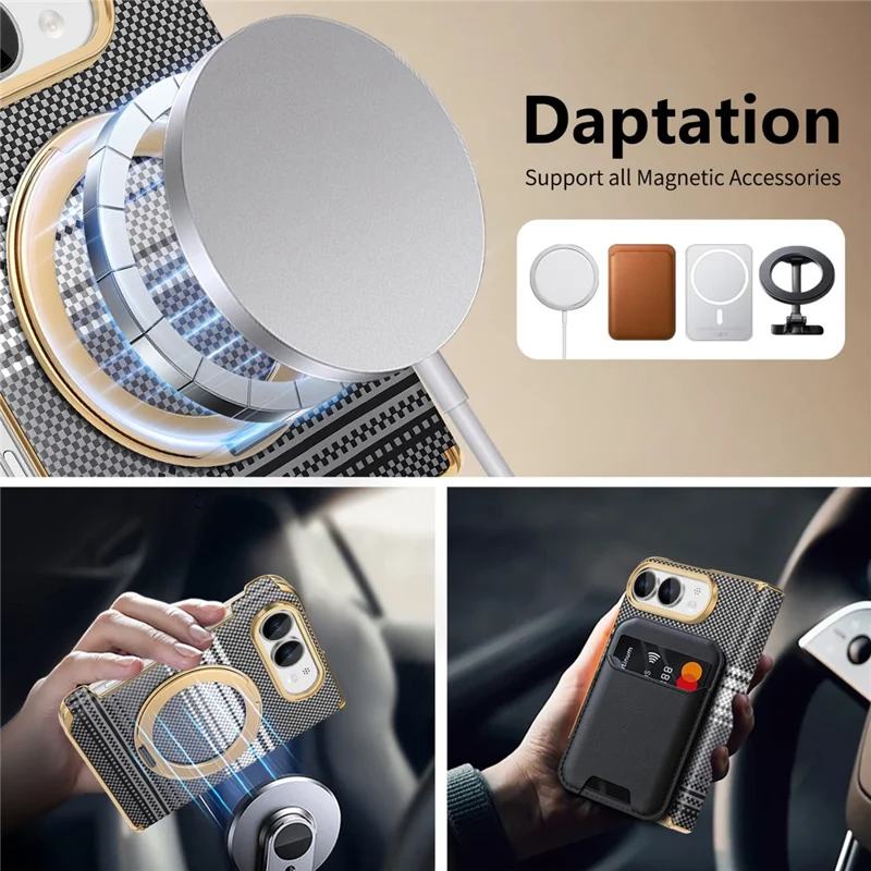 For iPhone Duo Magnetic Case Ring Kickstand Hinge Design Electroplated Leather + PC Phone Cover - Black