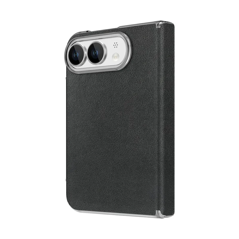 For iPhone Duo Magnetic Case PU Leather Dual-Axis Shockproof Phone Cover - Black