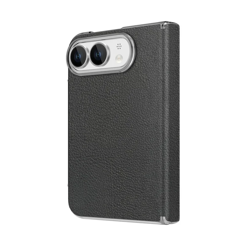 Für iPhone Duo Magnetische Hülle Scharnier Schutz Leder + PC Stoßfeste Klappbare Handyhülle - Schwarz