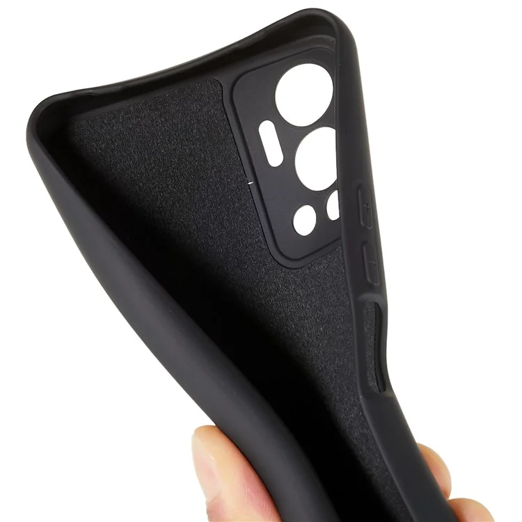 Для Infinix Hot 12 4G Anti-Slip Liquid Silicone Texture Phone Case 2.0mm Thick Arc Edge Soft TPU Shockproof Back Cover - Black