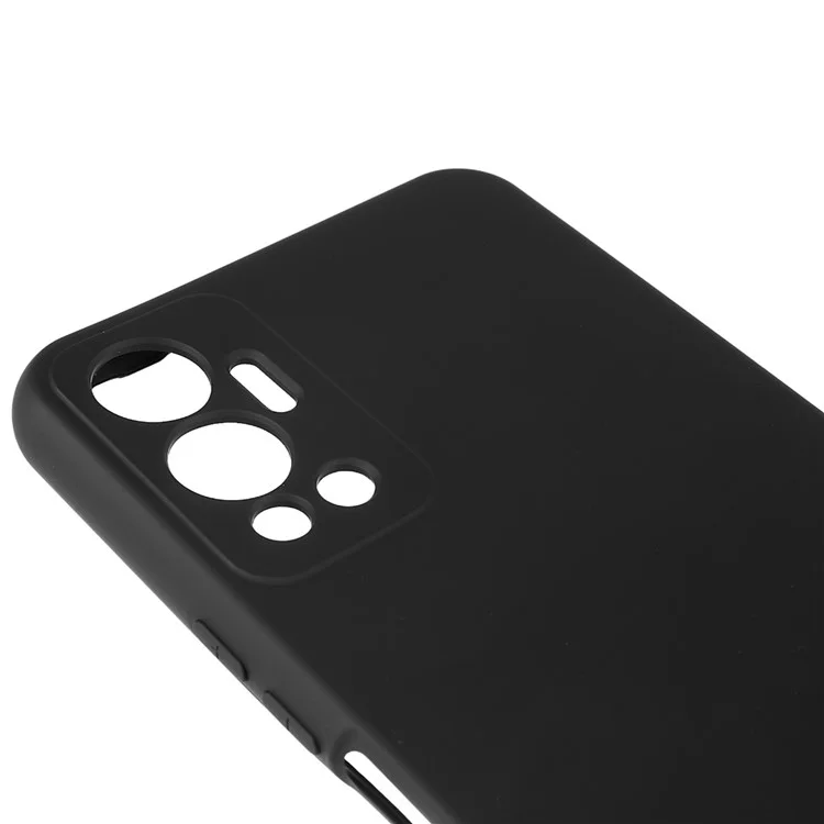 Для Infinix Hot 12 4G Anti-Slip Liquid Silicone Texture Phone Case 2.0mm Thick Arc Edge Soft TPU Shockproof Back Cover - Black