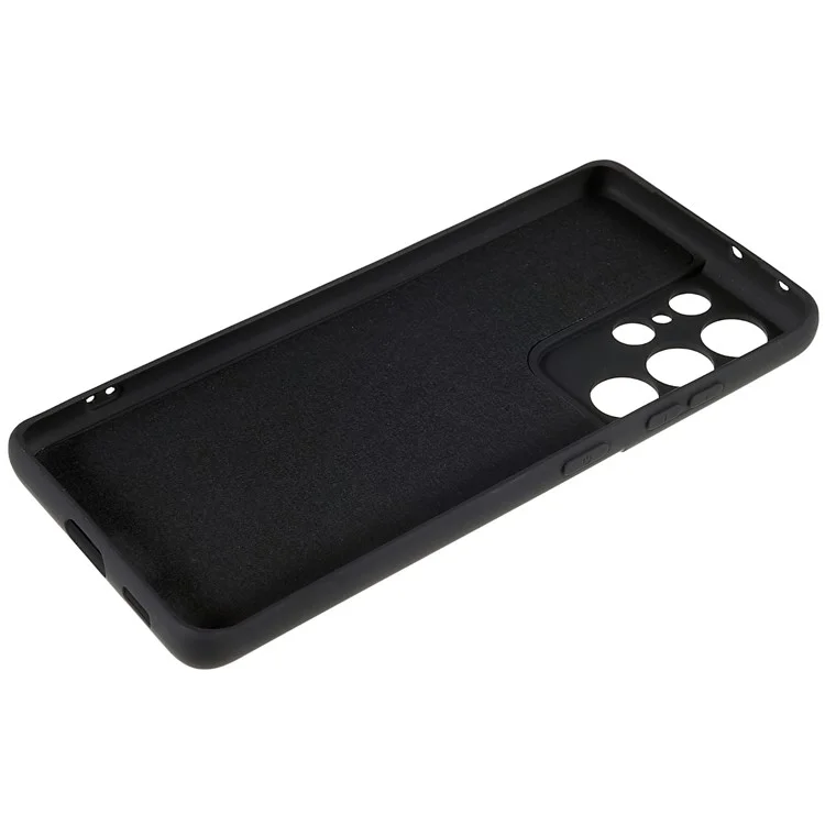 Para Samsung Galaxy S21 Ultra 5G Funda de teléfono móvil Soft TPU Textura de silicona líquida Borde de arco 2.0mm Grosor Anti-arañazos Cubierta - Negro