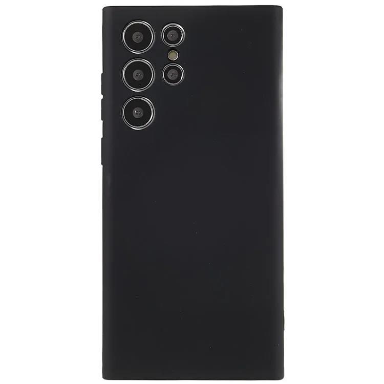Для Samsung Galaxy S22 Ultra 5G TPU Shock-Absorption Flexible Phone Case Liquid Silicone Texture 2.0mm Thick Arc Edge Camera Protection Cover - Black