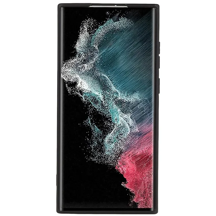 Для Samsung Galaxy S22 Ultra 5G TPU Shock-Absorption Flexible Phone Case Liquid Silicone Texture 2.0mm Thick Arc Edge Camera Protection Cover - Black