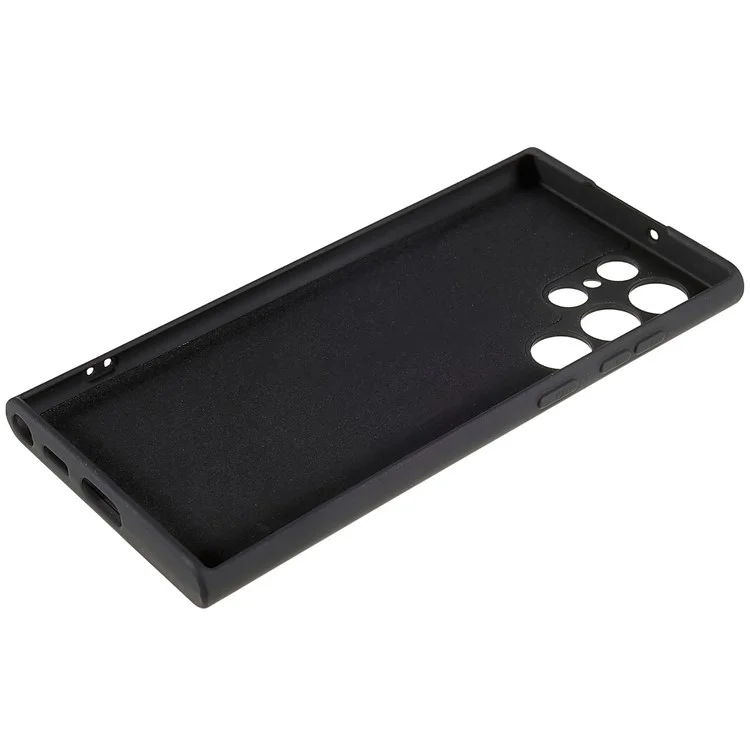 Для Samsung Galaxy S22 Ultra 5G TPU Shock-Absorption Flexible Phone Case Liquid Silicone Texture 2.0mm Thick Arc Edge Camera Protection Cover - Black