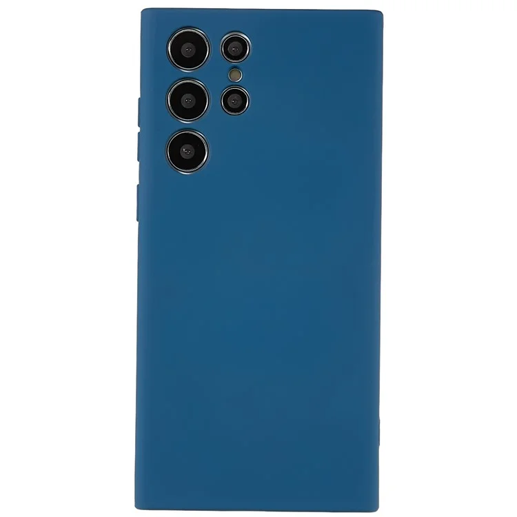 Para Samsung Galaxy S22 Ultra 5G Funda Flexible de TPU Resistente a los Golpes Textura de Silicona Líquida Borde Curvo de 2.0 mm Grosor Protección de la Cámara - Azul