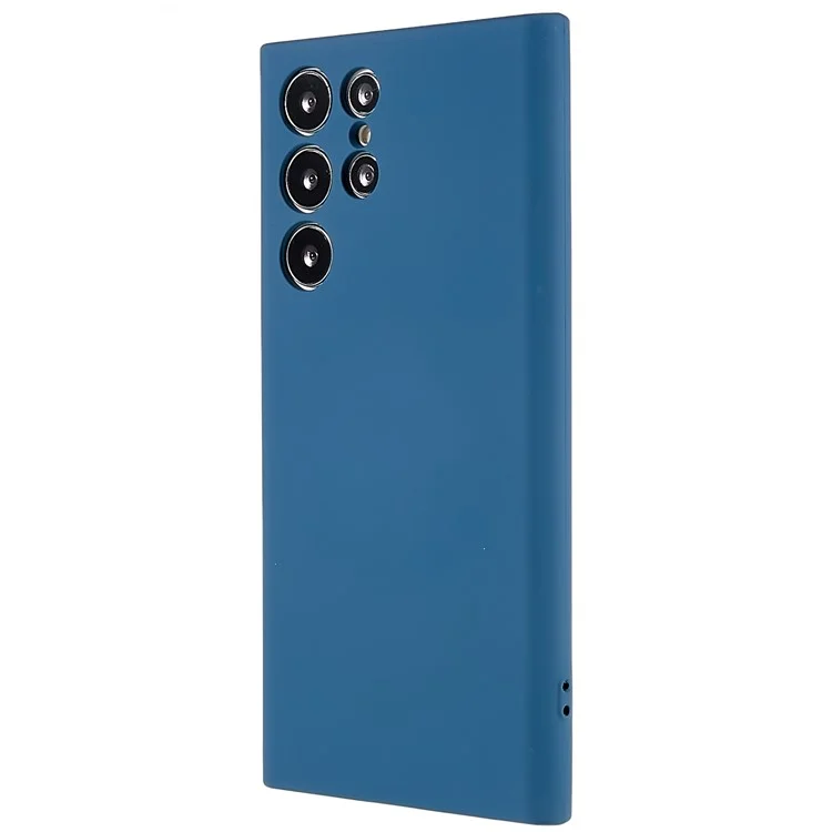 Para Samsung Galaxy S22 Ultra 5G Funda Flexible de TPU Resistente a los Golpes Textura de Silicona Líquida Borde Curvo de 2.0 mm Grosor Protección de la Cámara - Azul
