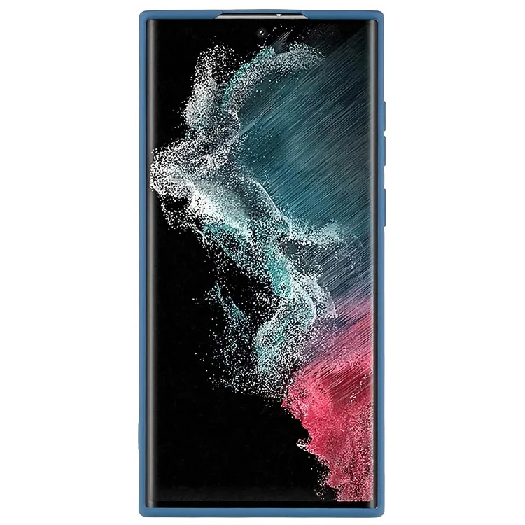 Para Samsung Galaxy S22 Ultra 5G Funda Flexible de TPU Resistente a los Golpes Textura de Silicona Líquida Borde Curvo de 2.0 mm Grosor Protección de la Cámara - Azul