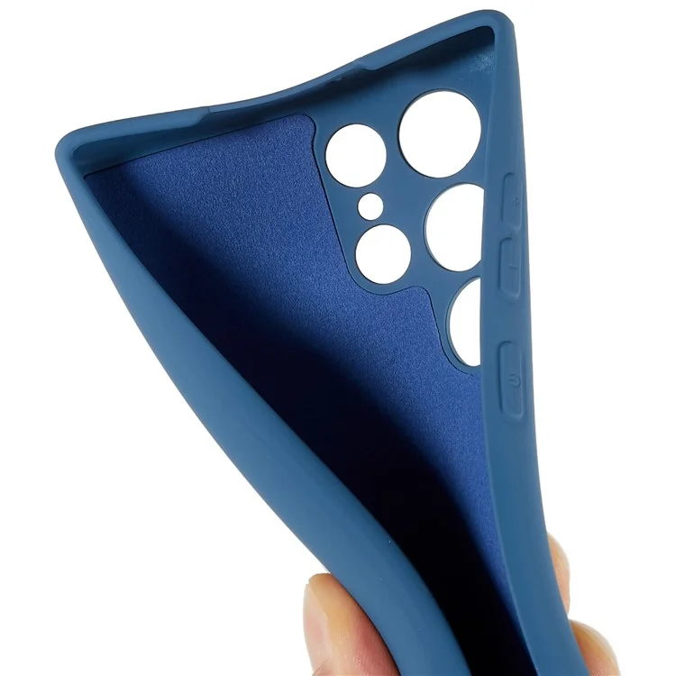 Para Samsung Galaxy S22 Ultra 5G Funda Flexible de TPU Resistente a los Golpes Textura de Silicona Líquida Borde Curvo de 2.0 mm Grosor Protección de la Cámara - Azul