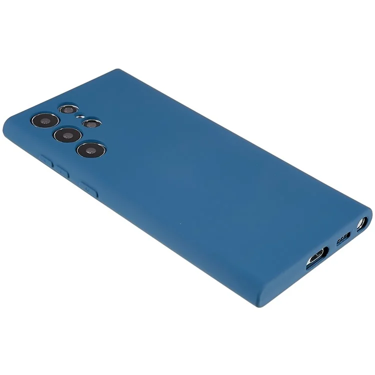 Para Samsung Galaxy S22 Ultra 5G Funda Flexible de TPU Resistente a los Golpes Textura de Silicona Líquida Borde Curvo de 2.0 mm Grosor Protección de la Cámara - Azul
