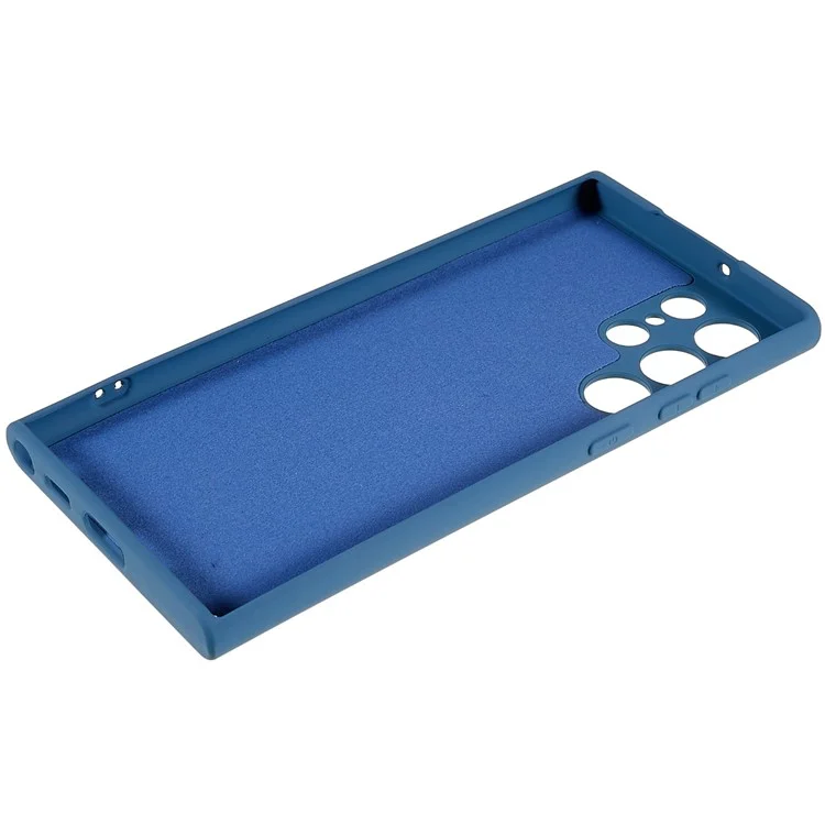 Para Samsung Galaxy S22 Ultra 5G Funda Flexible de TPU Resistente a los Golpes Textura de Silicona Líquida Borde Curvo de 2.0 mm Grosor Protección de la Cámara - Azul