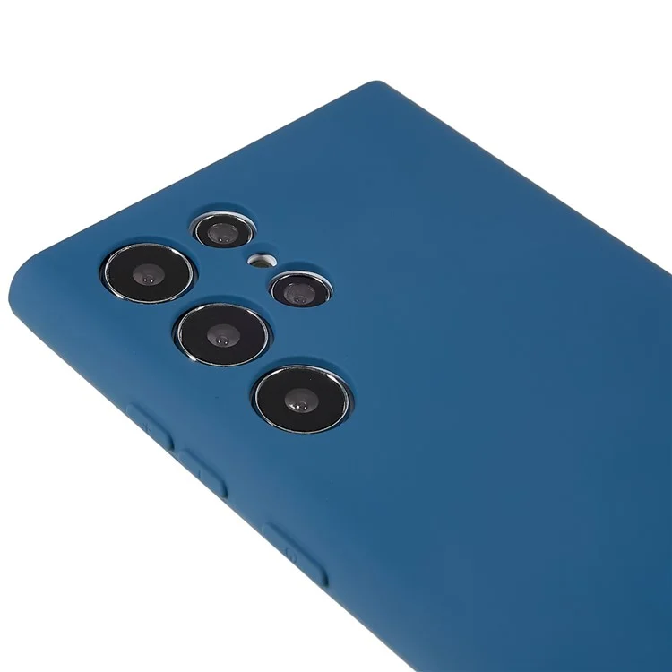 Para Samsung Galaxy S22 Ultra 5G Funda Flexible de TPU Resistente a los Golpes Textura de Silicona Líquida Borde Curvo de 2.0 mm Grosor Protección de la Cámara - Azul
