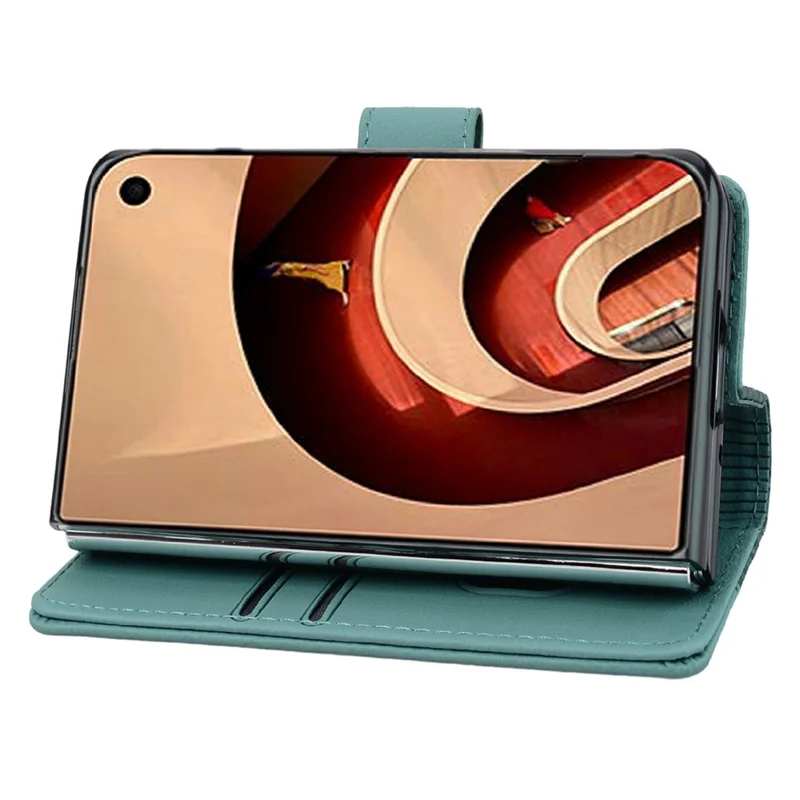 For iPhone Duo Case Rhombus Pattern Leather Wallet Phone Cover - Green
