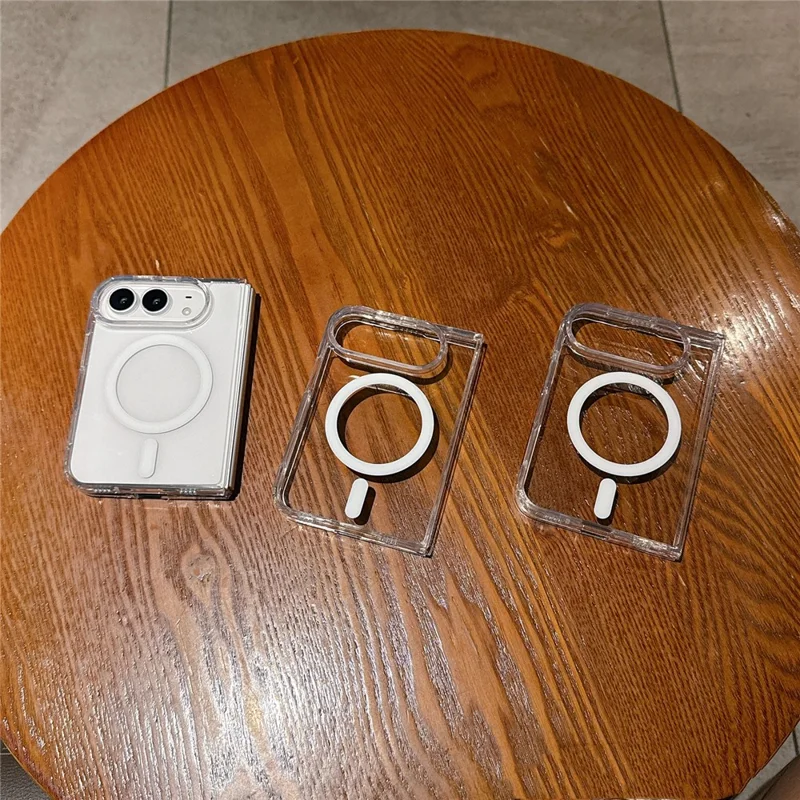 For iPhone Duo Magnetic Case TPU + PC Anti Drop Shockproof Scratch Resistant Phone Cover - Transparent