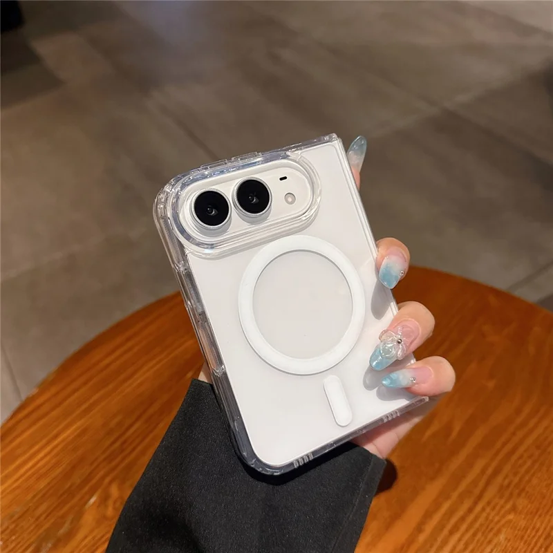 For iPhone Duo Magnetic Case TPU + PC Anti Drop Shockproof Scratch Resistant Phone Cover - Transparent