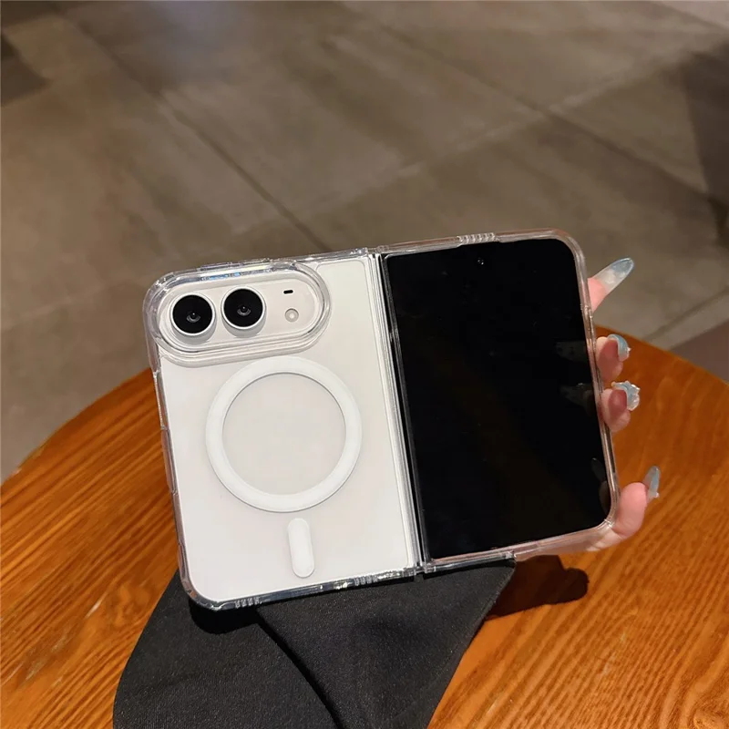 For iPhone Duo Magnetic Case TPU + PC Anti Drop Shockproof Scratch Resistant Phone Cover - Transparent