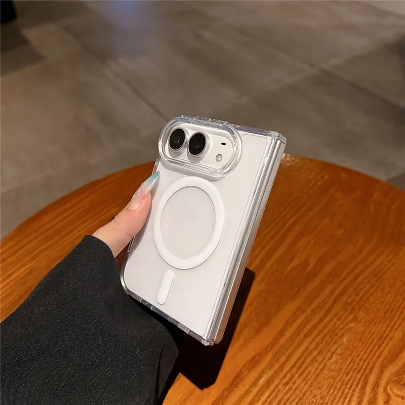 For iPhone Duo Magnetic Case TPU + PC Anti Drop Shockproof Scratch Resistant Phone Cover - Transparent