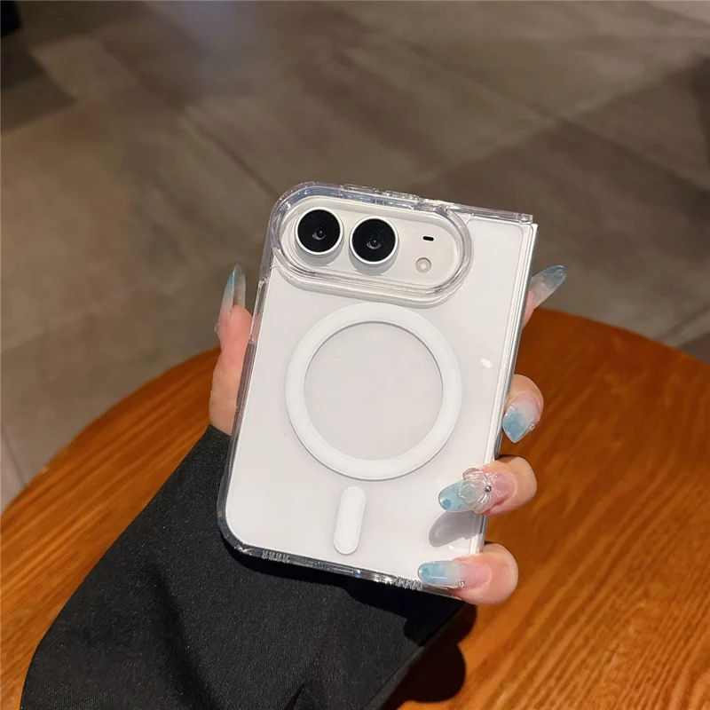 For iPhone Duo Magnetic Case TPU + PC Anti Drop Shockproof Scratch Resistant Phone Cover - Transparent