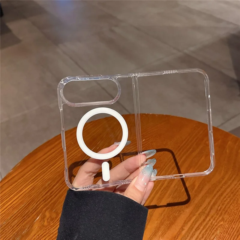 For iPhone Duo Magnetic Case TPU + PC Anti Drop Shockproof Scratch Resistant Phone Cover - Transparent