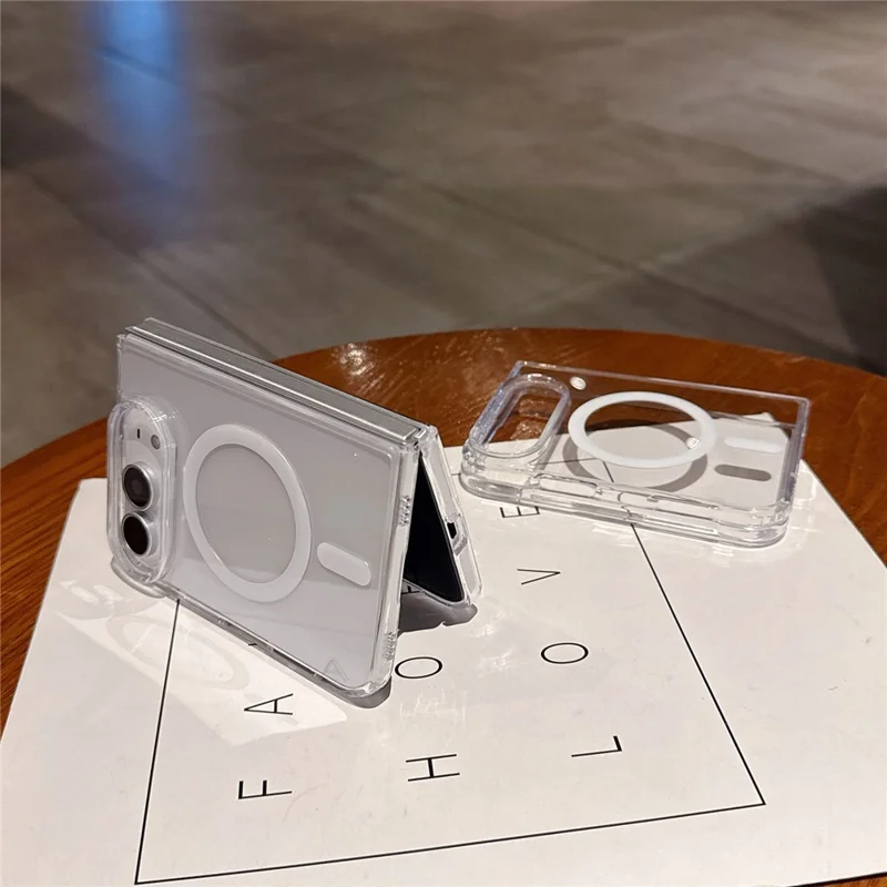 For iPhone Duo Magnetic Case TPU + PC Anti Drop Shockproof Scratch Resistant Phone Cover - Transparent