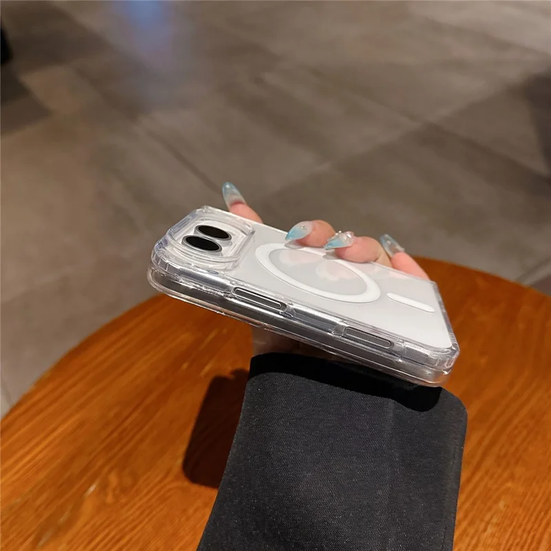 For iPhone Duo Magnetic Case TPU + PC Anti Drop Shockproof Scratch Resistant Phone Cover - Transparent