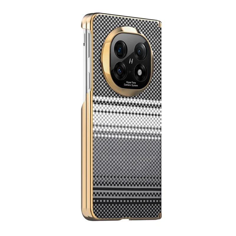 For Oppo Find N5 5G Magnetic Case Hinge Protection Gradient Color Leather + PC Shockproof Phone Cover - Black