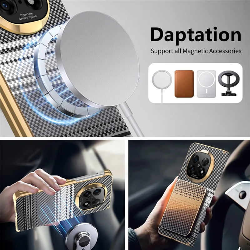 For Oppo Find N5 5G Magnetic Case Hinge Protection Gradient Color Leather + PC Shockproof Phone Cover - Black