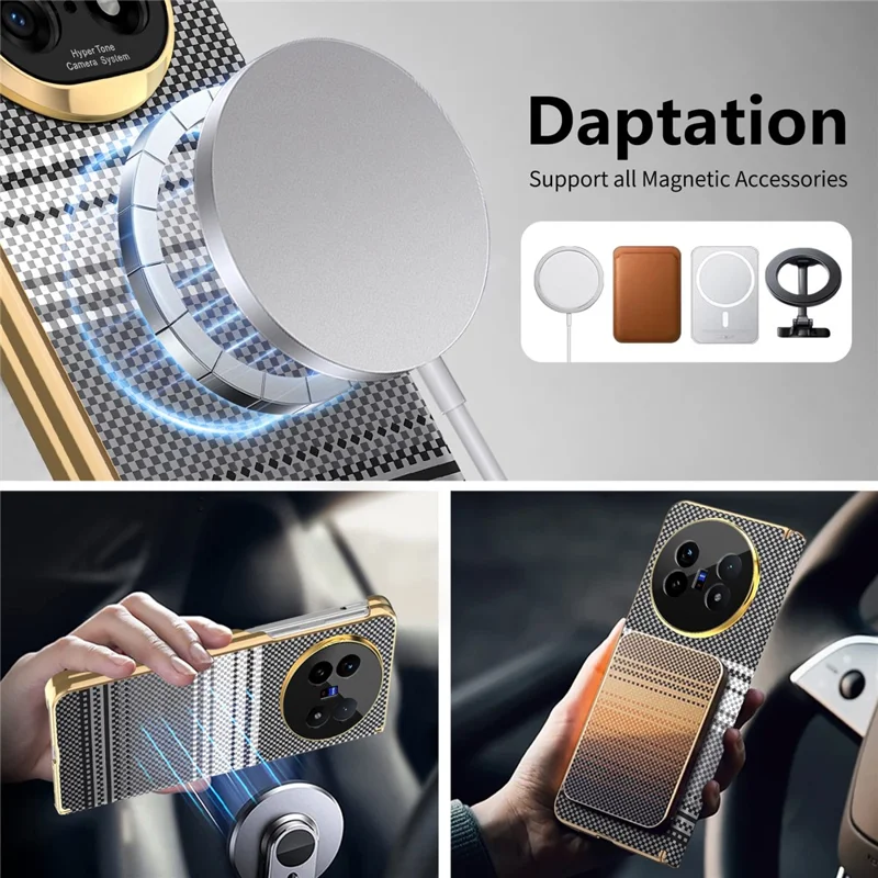 For vivo X Fold5 5G Magnetic Case Hinge Protection Gradient Color Leather + PC Shockproof Phone Cover - Black