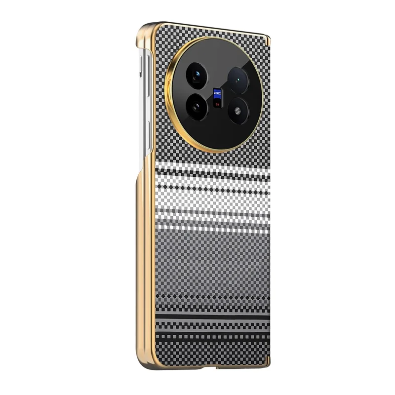 For vivo X Fold5 5G Magnetic Case Hinge Protection Gradient Color Leather + PC Shockproof Phone Cover - Black
